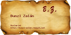 Bunzl Zalán névjegykártya